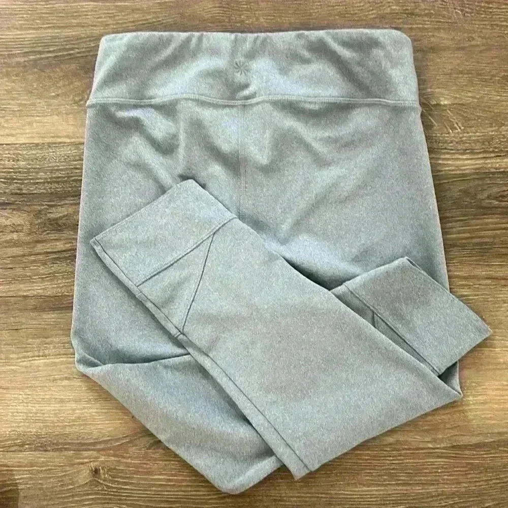 ATHLETA GIRL Size XL 14 Heather Gray On Pointe Cross Hem Capri Leggings RN54023 - Picture 9 of 9